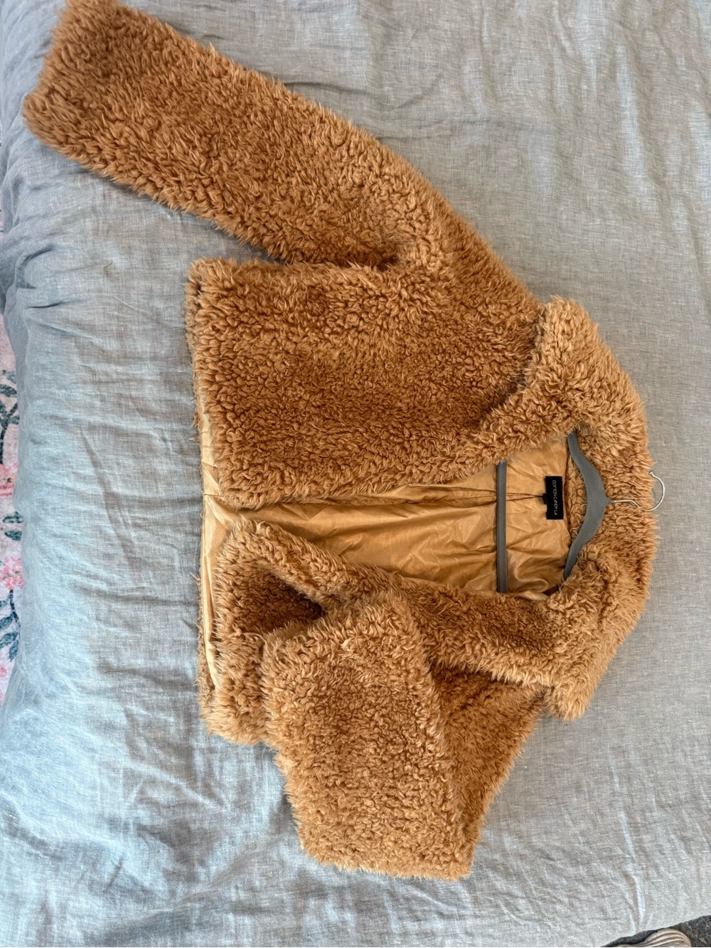 Cozy Teddy Faux Shearling Jacket in Camel